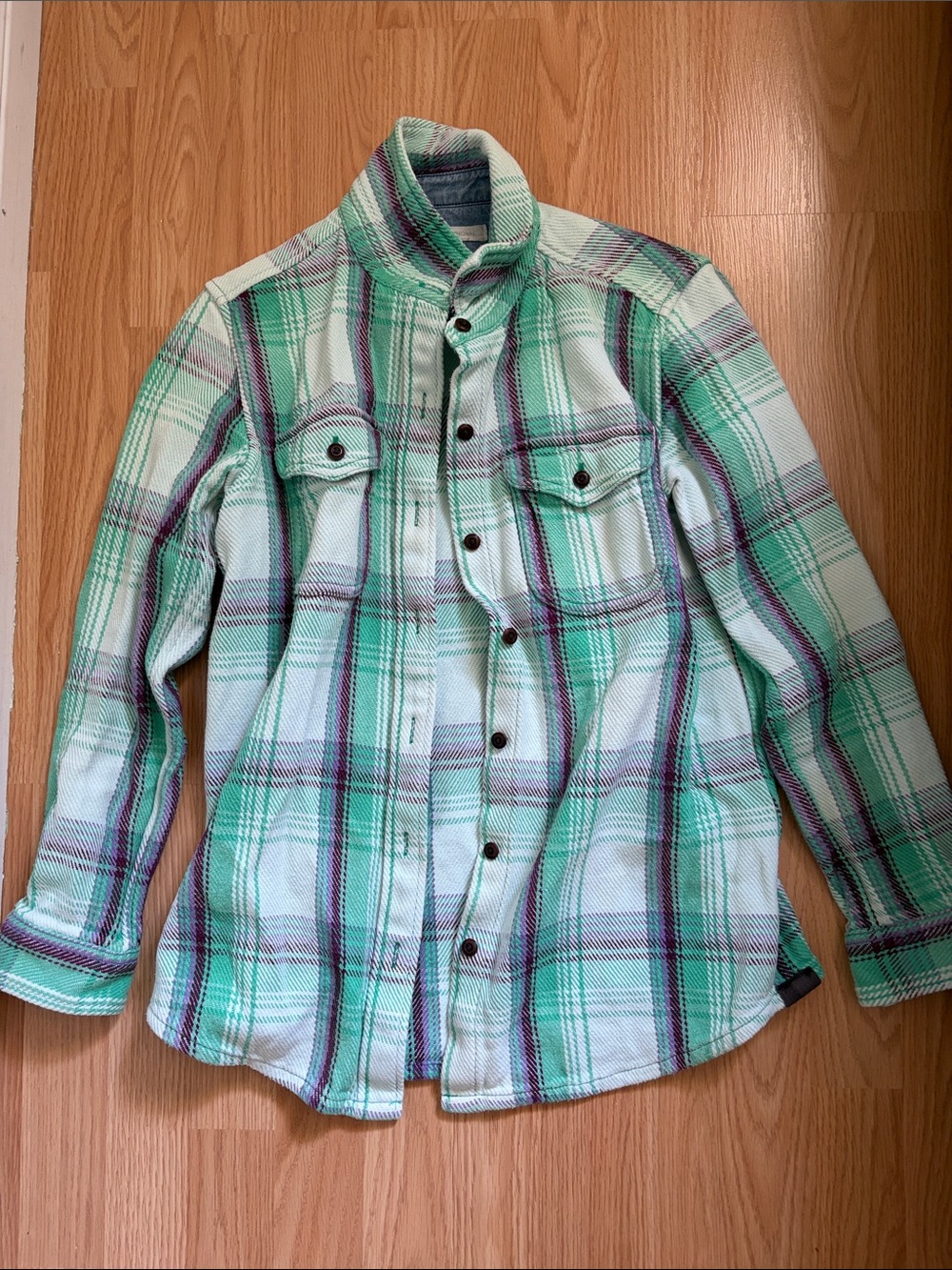Outerknown Blanket Shirt Mint & Lavender Plaid